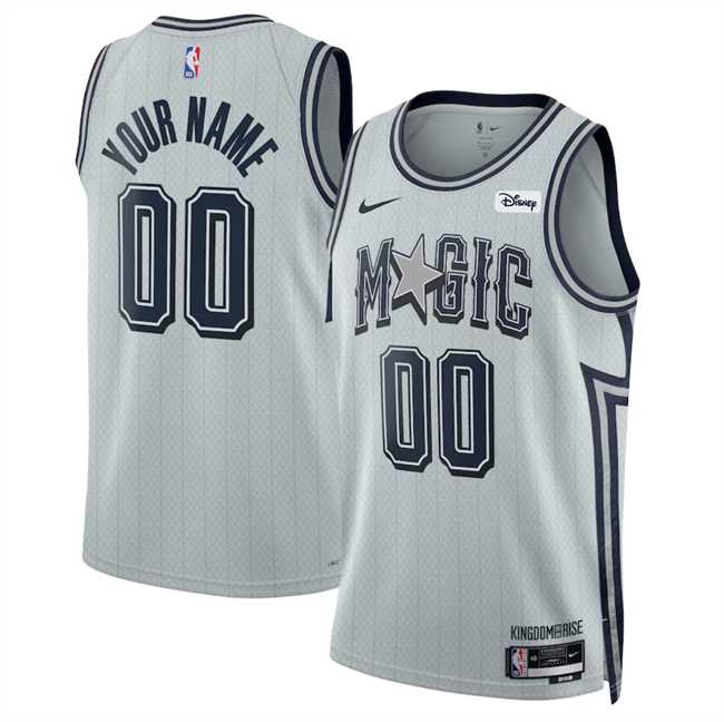 Mens Orlando Magic Active Player Custom Silver 2024-25 City Edition Stitched Basketball Jersey